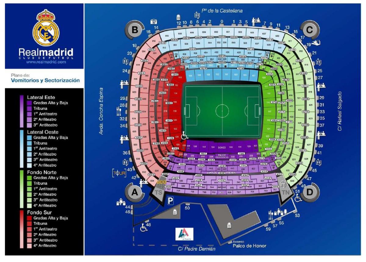 mappa del real Madrid stadium
