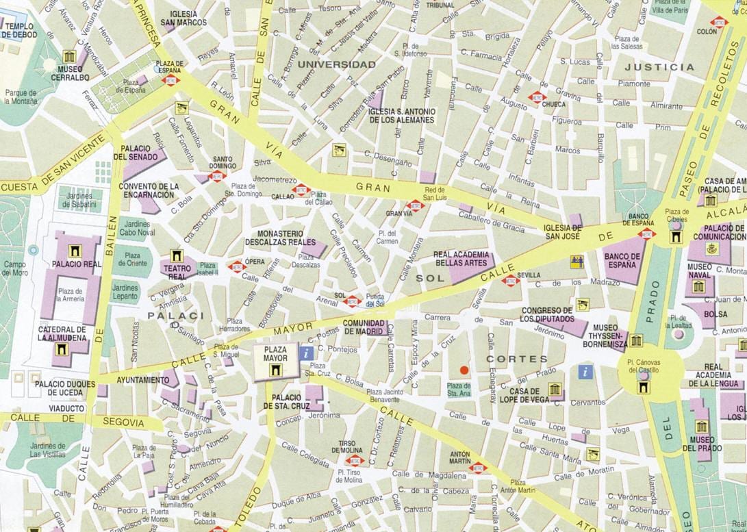 Centro di Madrid la mappa