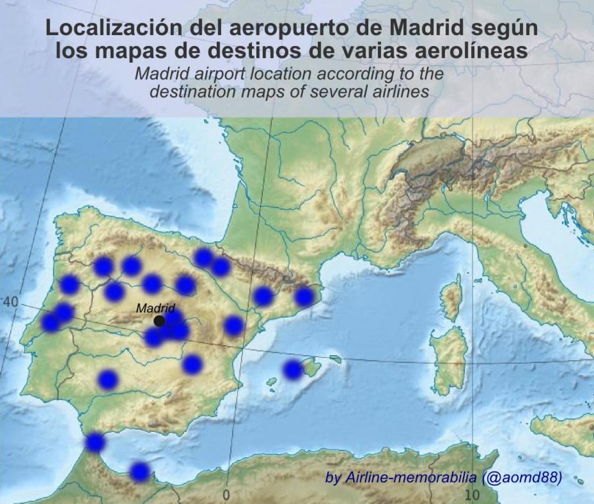 mappa dell'aeroporto di Madrid, destinazioni