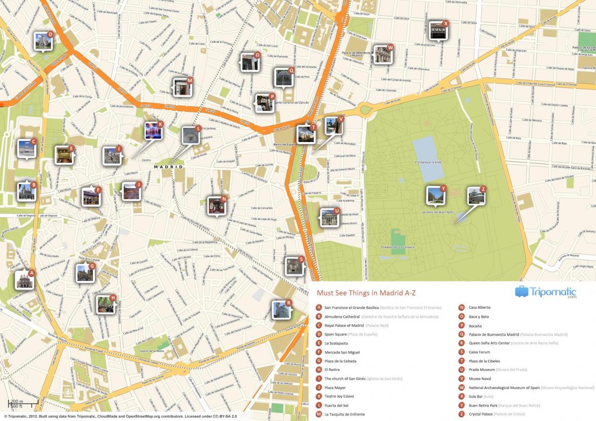 mappa attrazioni di Madrid