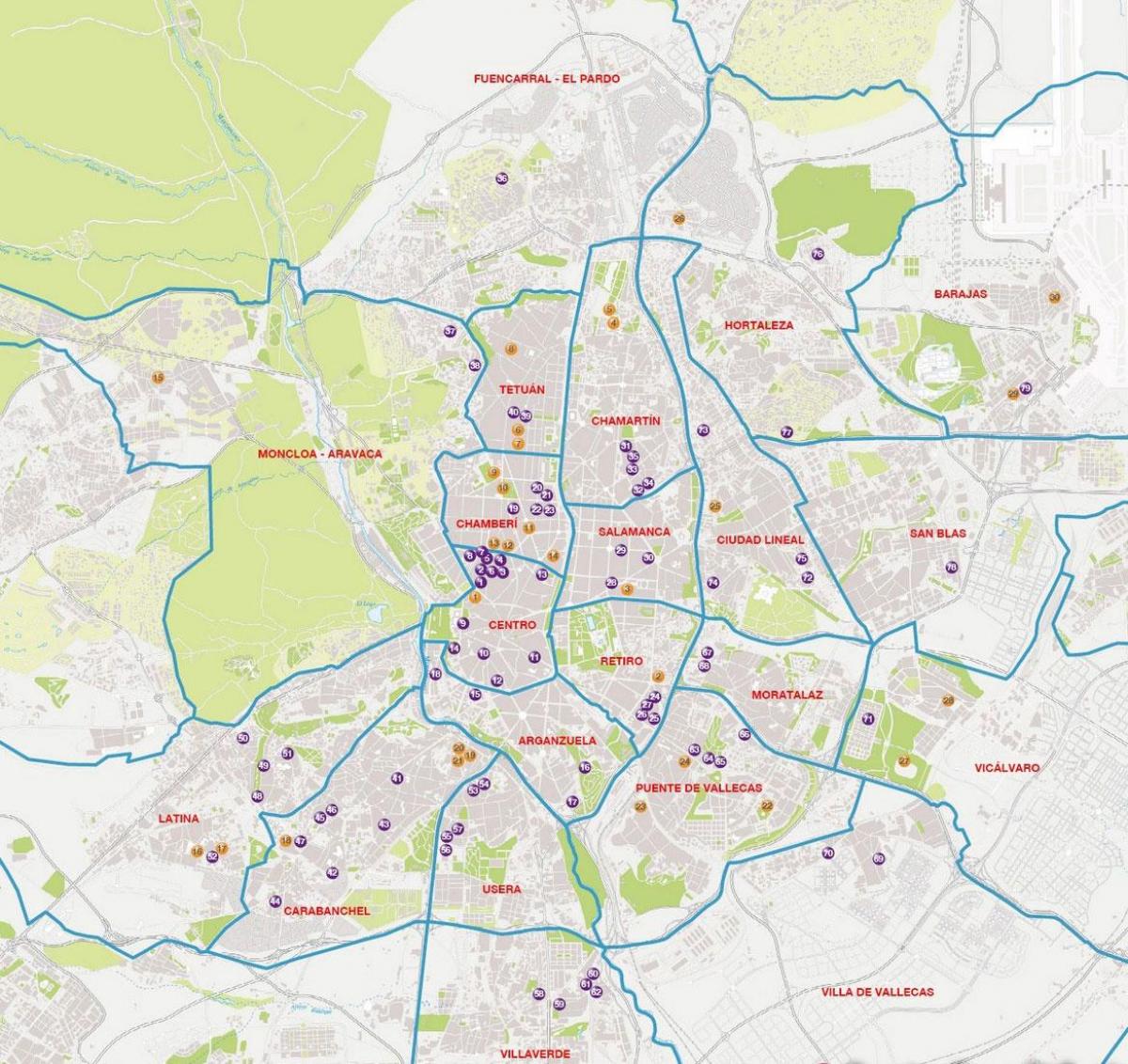 mappa di Madrid barrios