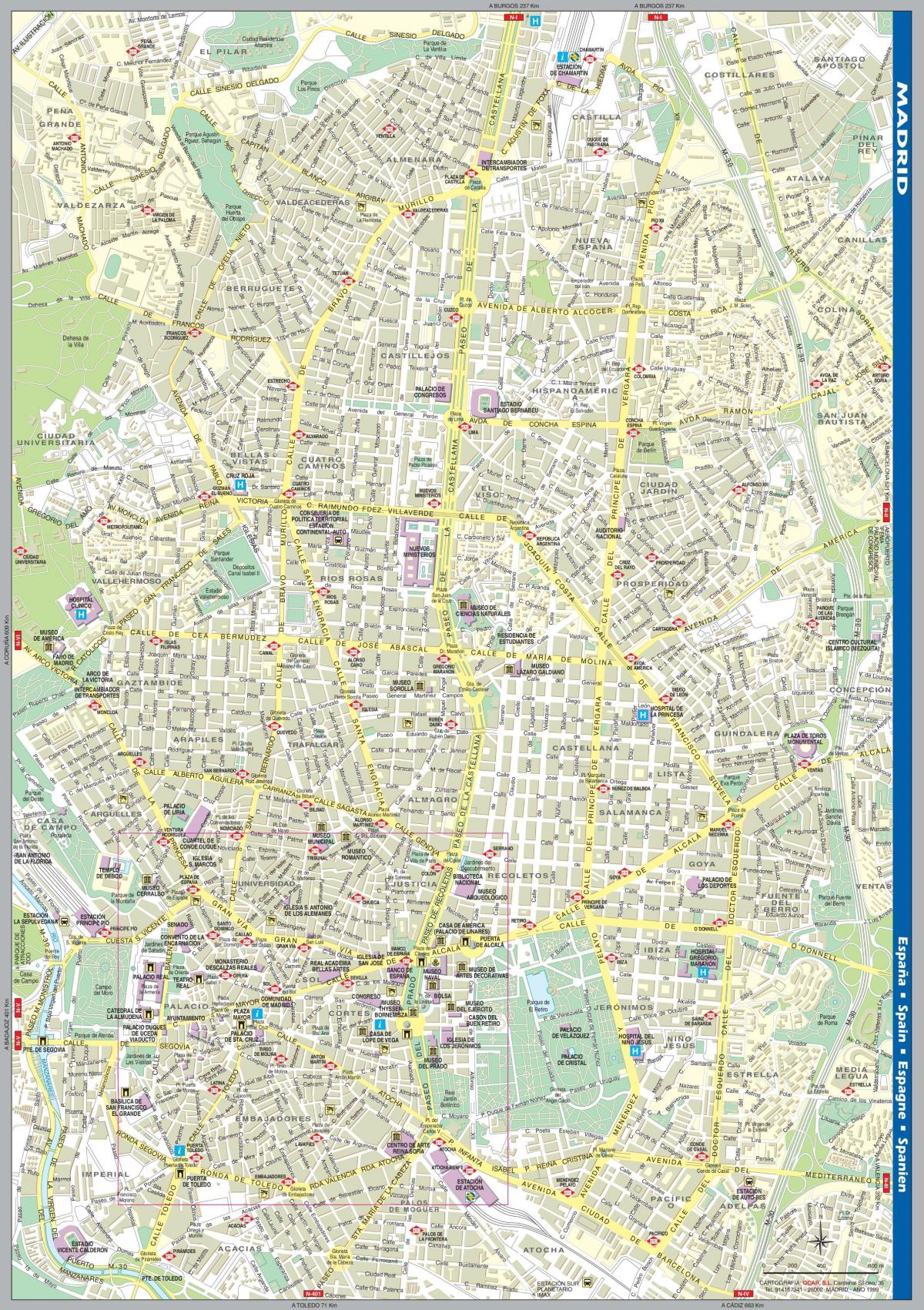 mappa stradale di centro di Madrid