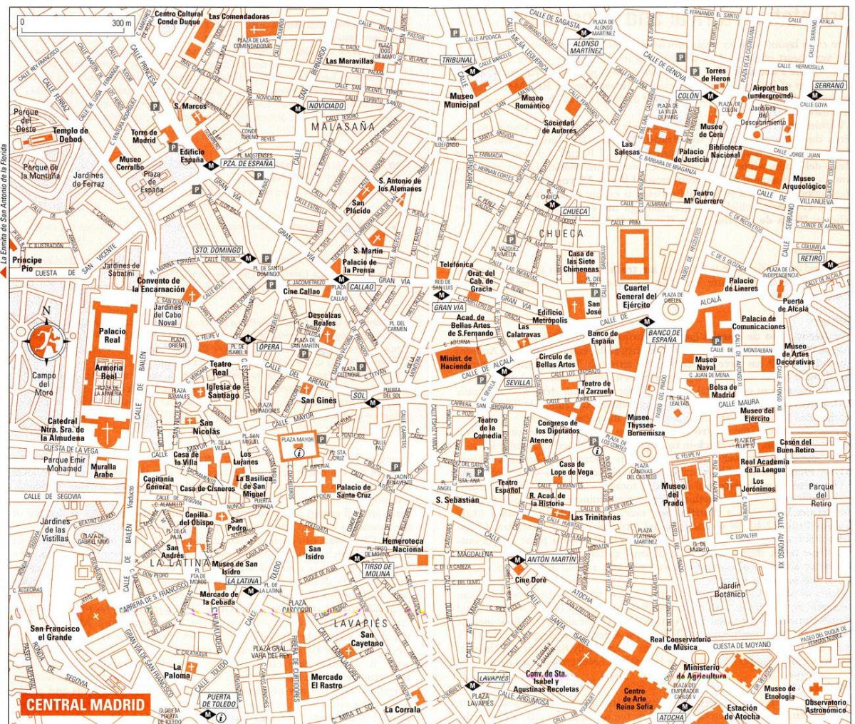 mappa turistica del centro di Madrid