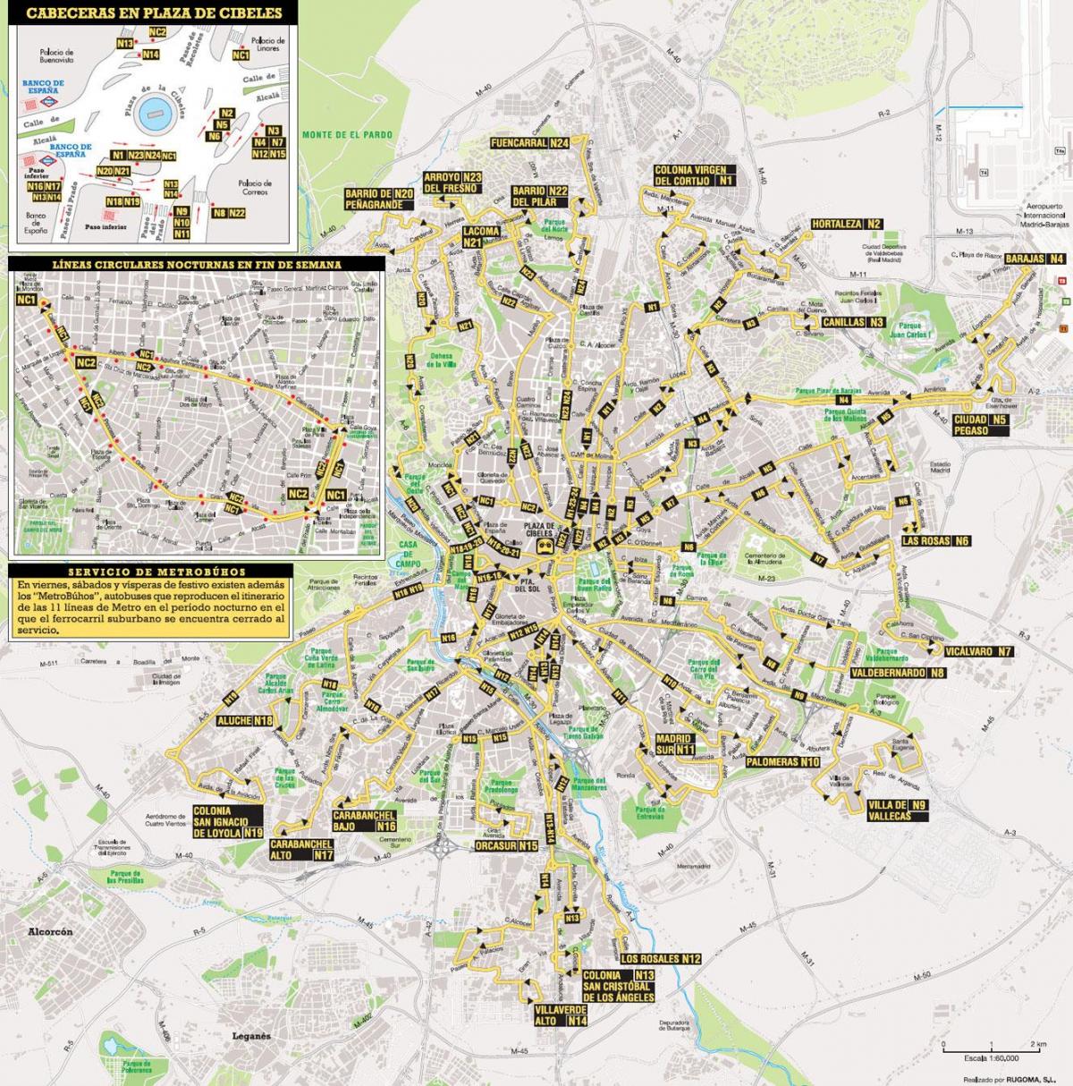 emt di Madrid mappa di autobus