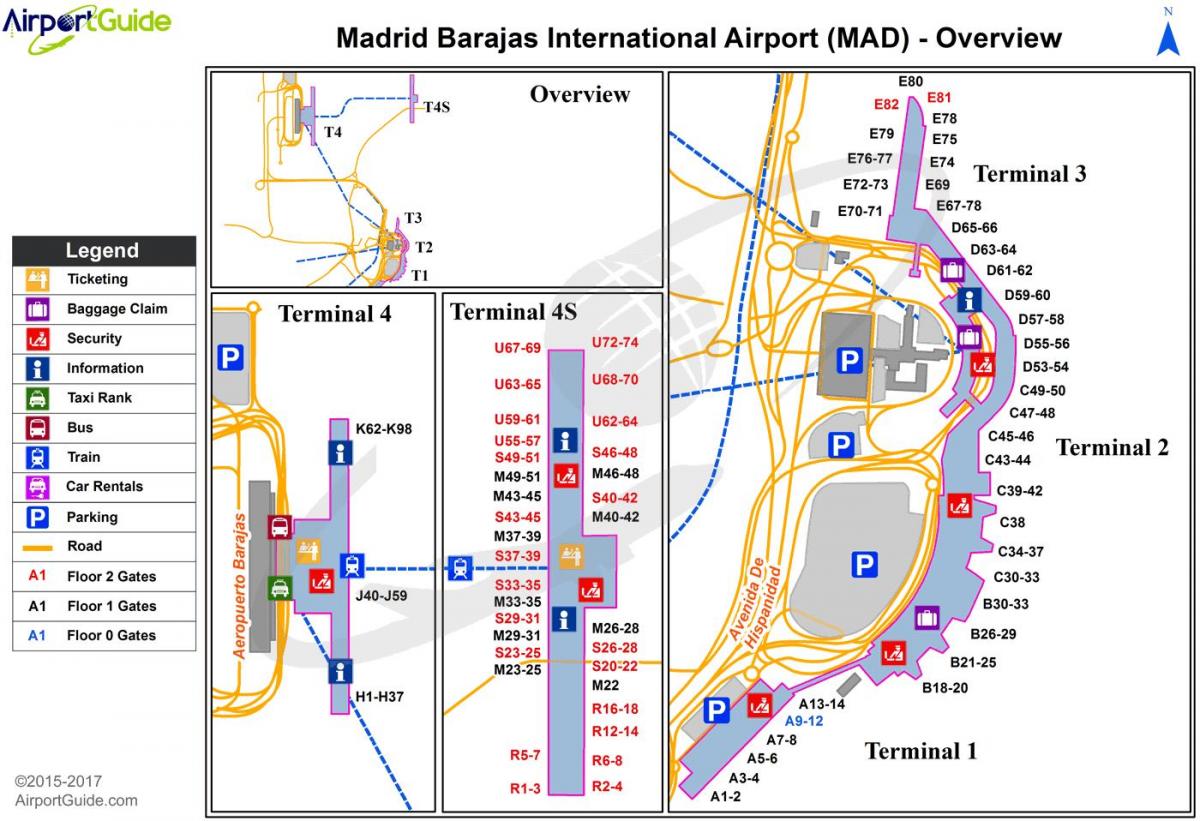 mappa di Madrid, in Spagna aeroporto