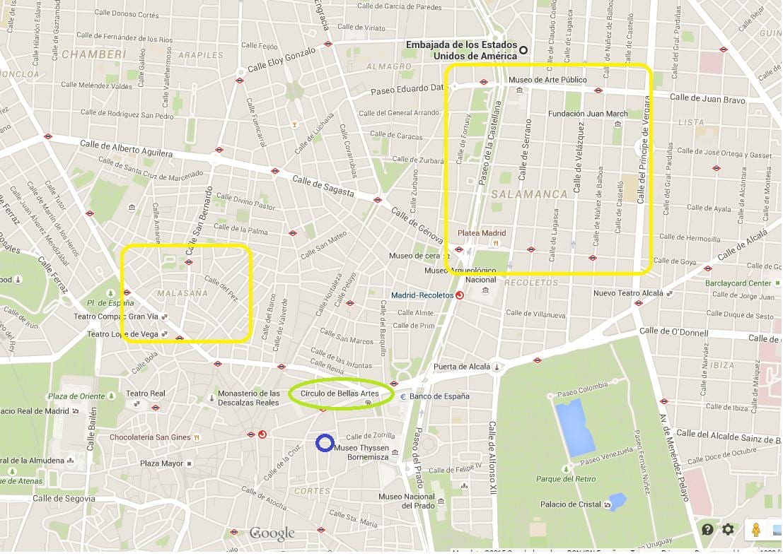 mappa di malasaña di Madrid