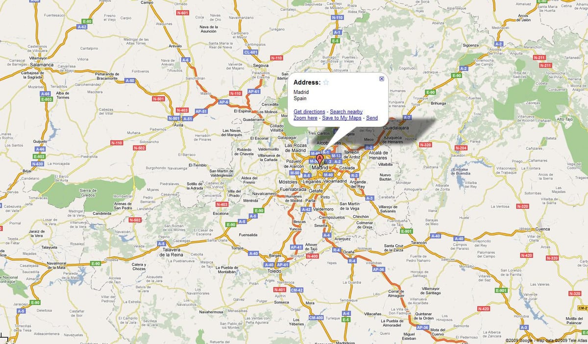 mappa della città di Madrid, Spagna