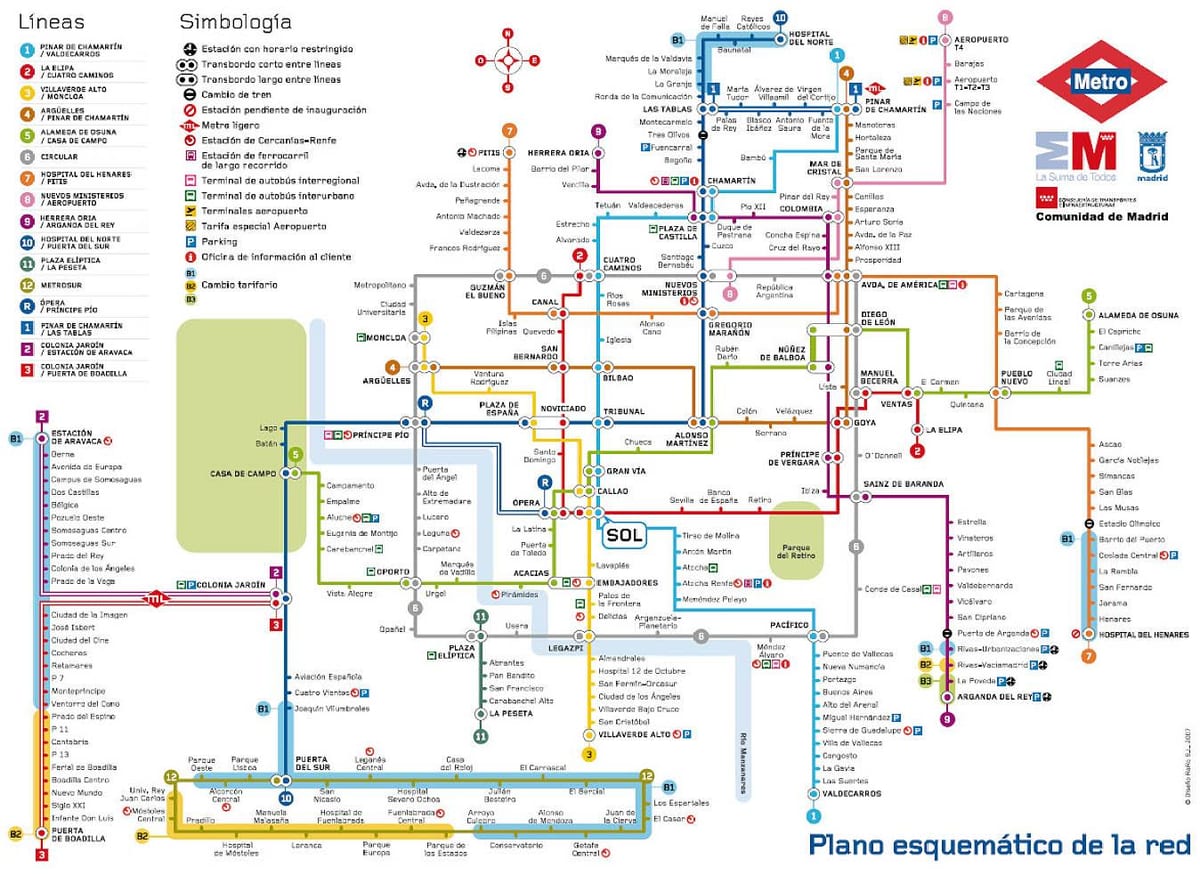 Mappa della metropolitana di Madrid