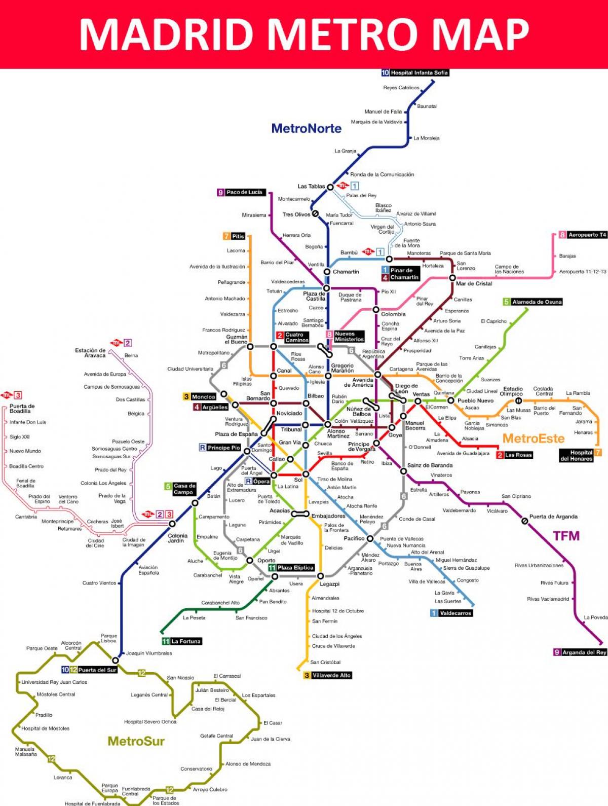 metro de Madrid mappa