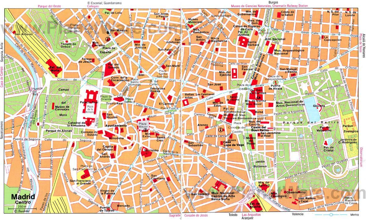 Madrid centro città mappa di strada