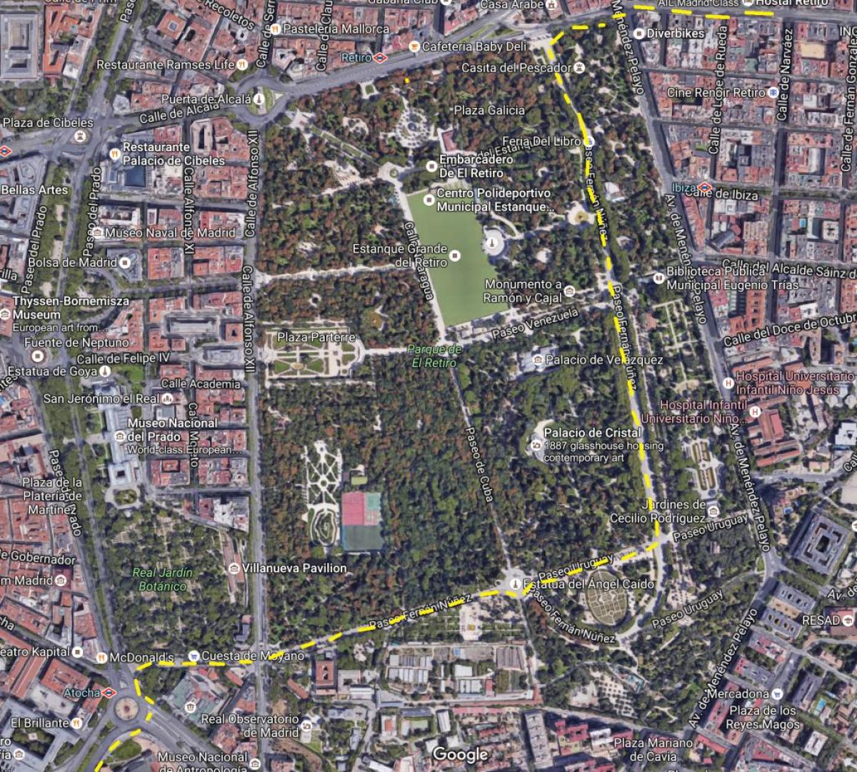 parco del retiro di Madrid la mappa