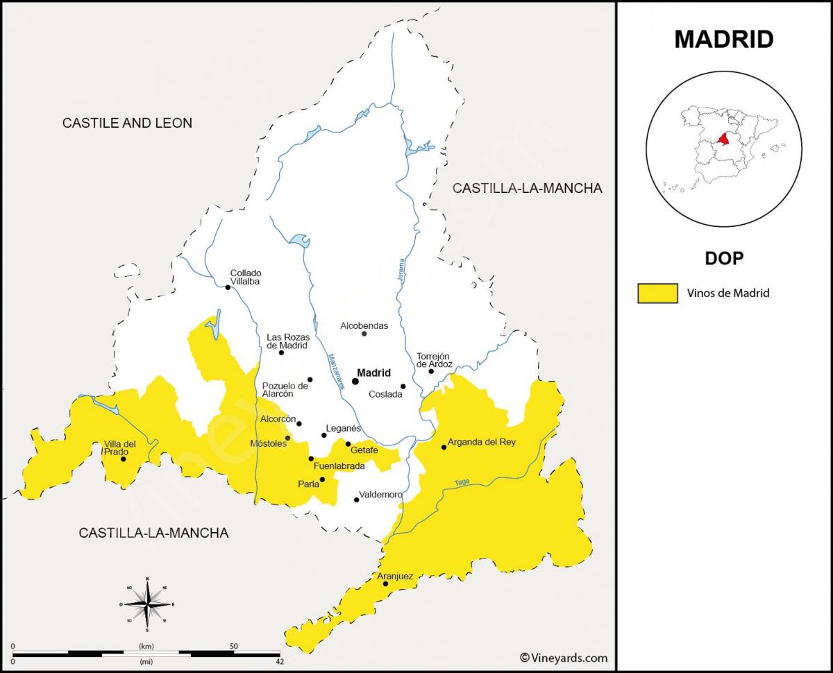 mappa di regione di Madrid
