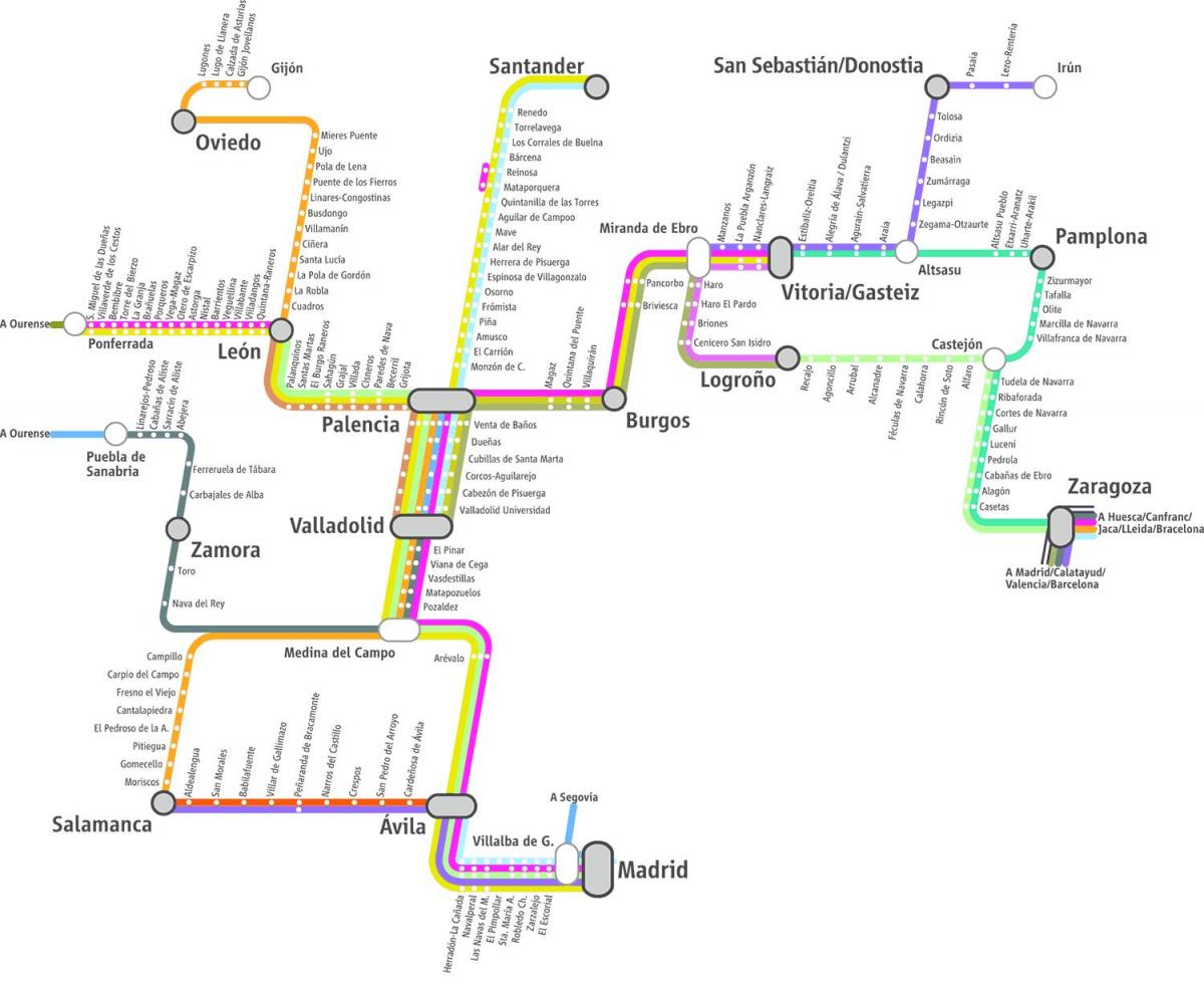 mappa di treno renfe mappa di Madrid
