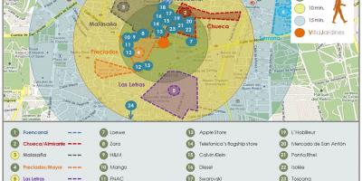 Mappa di Madrid dello shopping