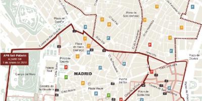 Mappa di Madrid parcheggio