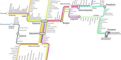 Mappa di treno renfe mappa di Madrid
